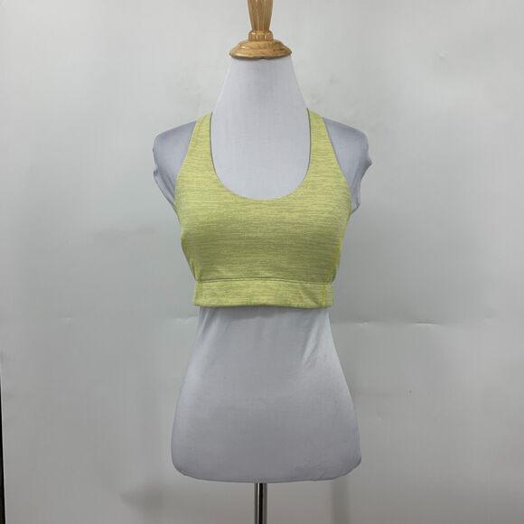 Outdoor Voices Doing Thing Bra Womens Small Heather Yellow Padded Mesh Racerback - Picture 2 of 14